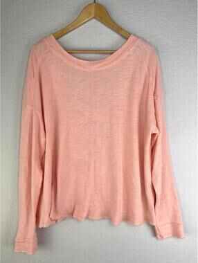 DAILY PRACTICE By Anthropologie Long Sleeve Top Coral Cross Over V Back Small